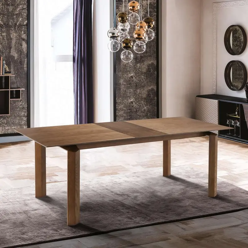 Treviso Mid-Century Extension Dining Table in Walnut Finish and Top By Armen Living
