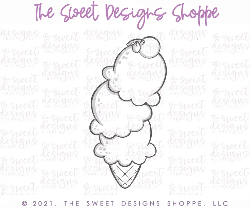Triple Ice Cream Cone - Cookie Cutter