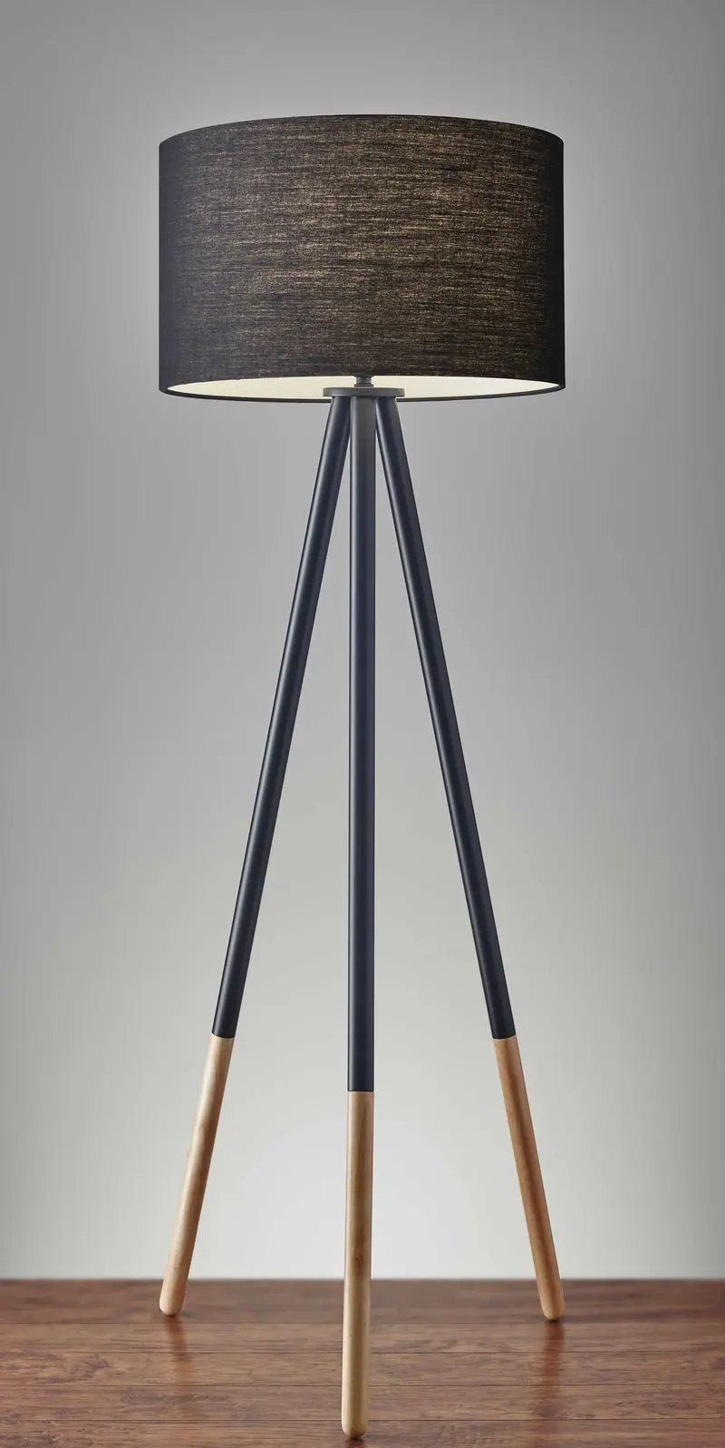 Tripod Floor Lamp Urban Mixed Metal and Wood By Homeroots