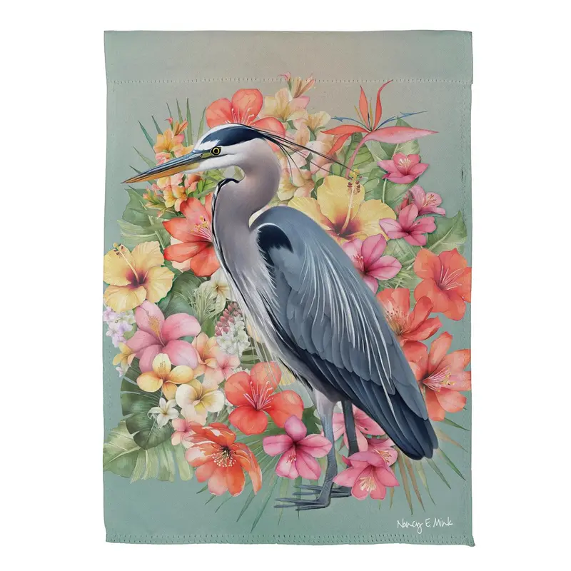 Tropical Heron Suede House Flag