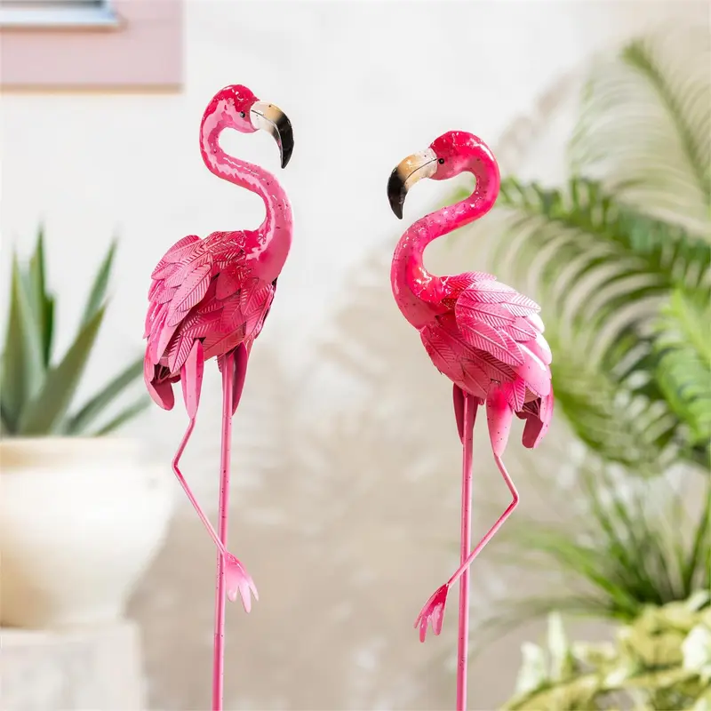 Tropical Oasis Metal Flamingo Garden Stake, 2 Assorted 36"H