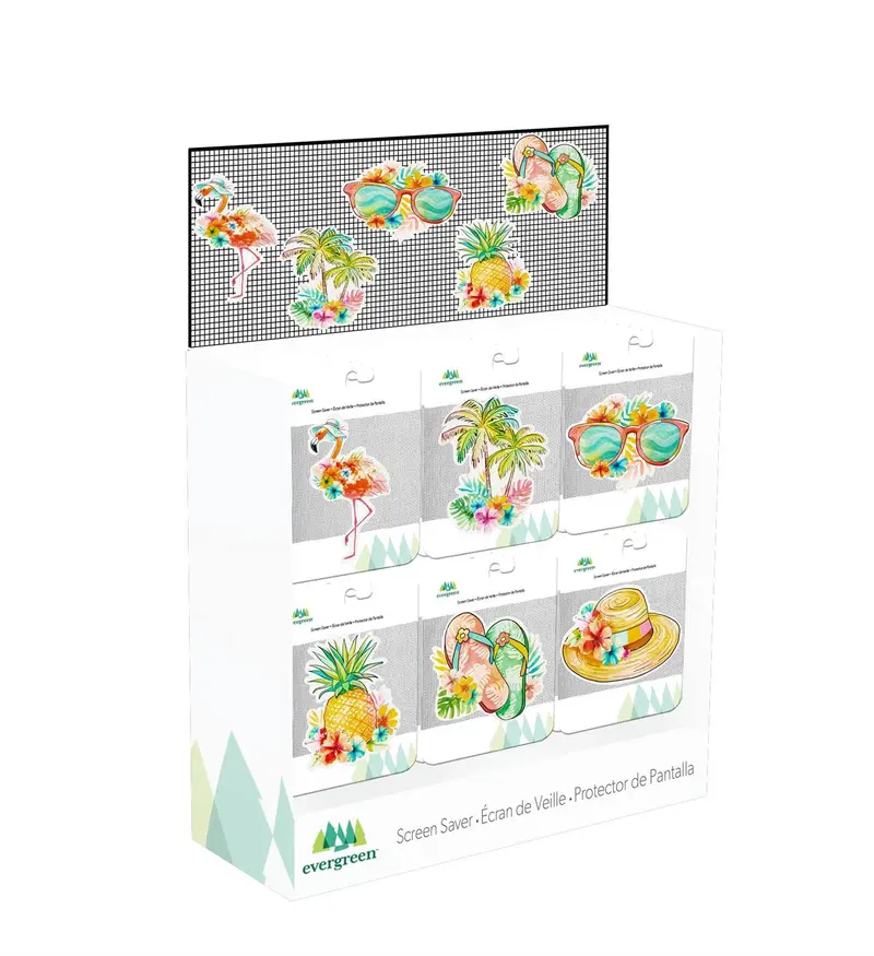 Tropical Oasis Screen Savers, Metal, Beach Icon Screen Savers, 4", Asst of 6, CDU