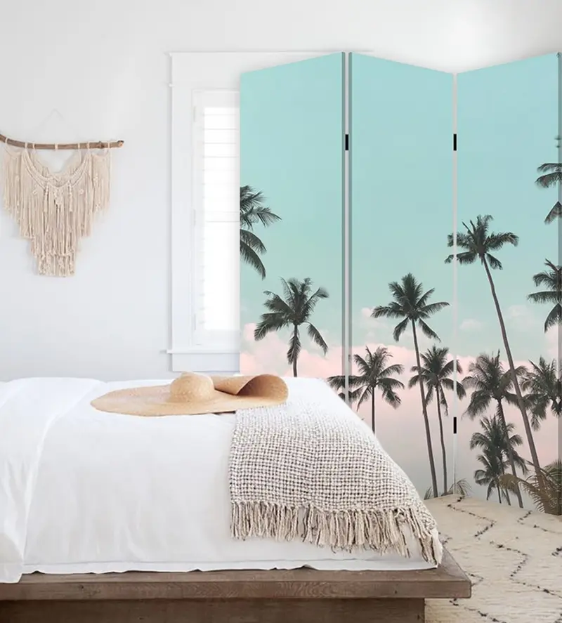 Tropical Palm Trees Room Three Panel Divider Screen By Homeroots