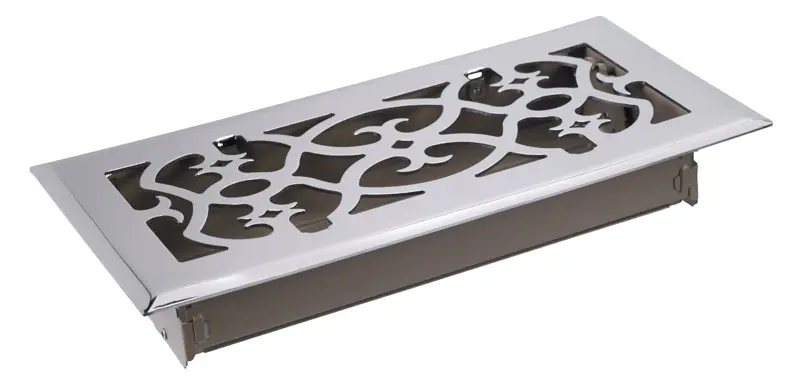 Tru Aire 4 in. H X 12 in. W 1-Way Satin Silver Steel Floor Diffuser - Deal of The Week