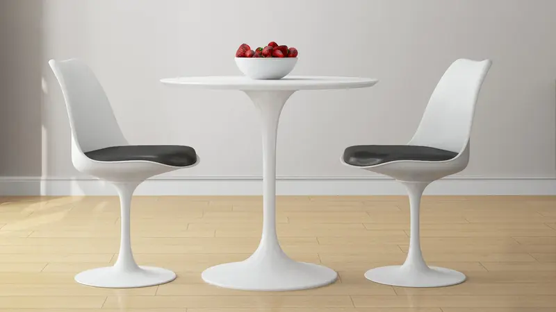 Tulip Fiberglass White Dining Table - 32" Round By Modholic