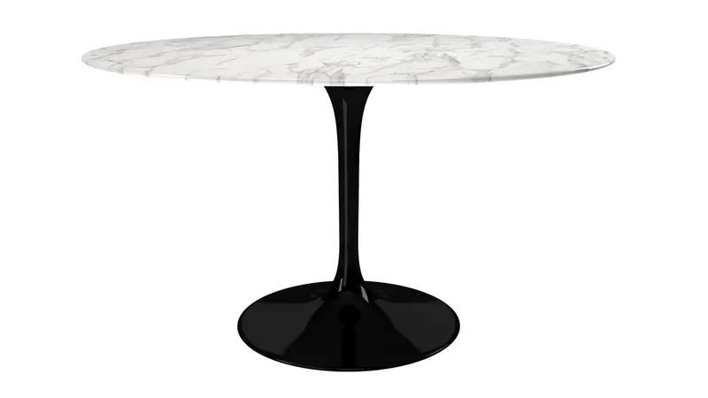 Tulip Marble Dining Table - 54" Round, Black Base By Modholic