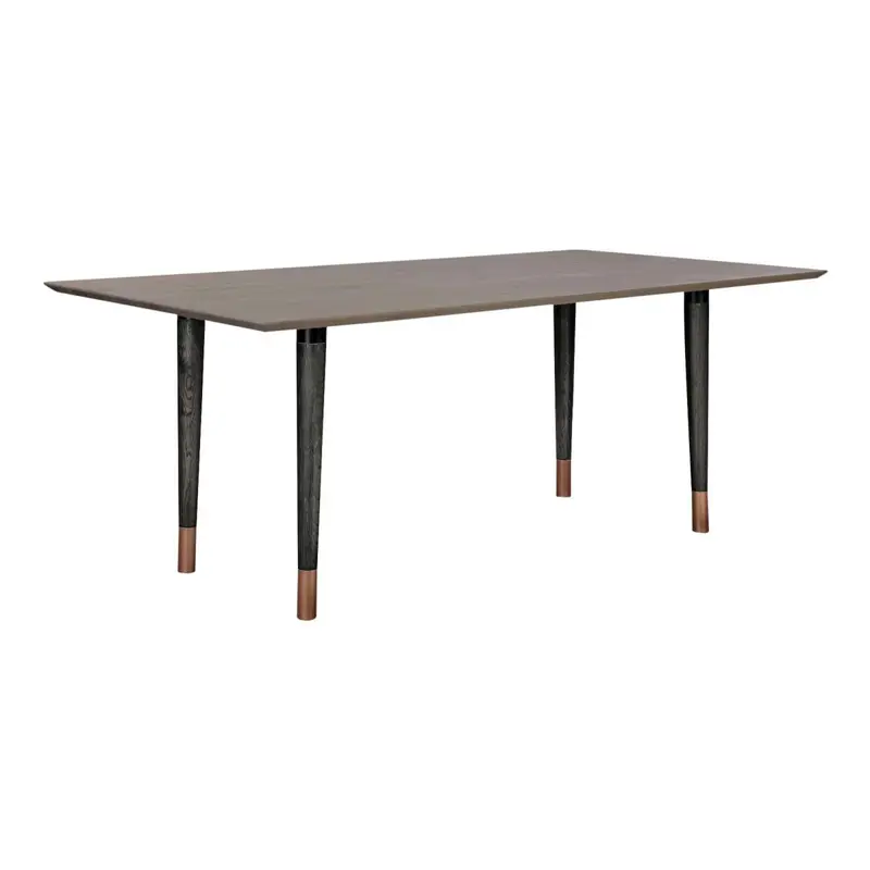 Turin Rustic Oak Wood Dining Table with Copper Tip Legs By Armen Living