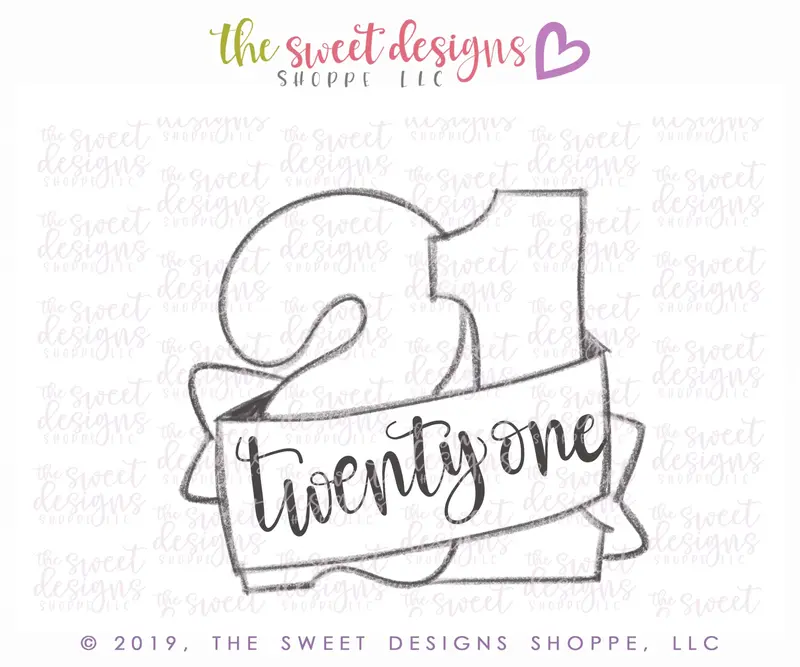 Twenty One with Ribbon - Cookie Cutter