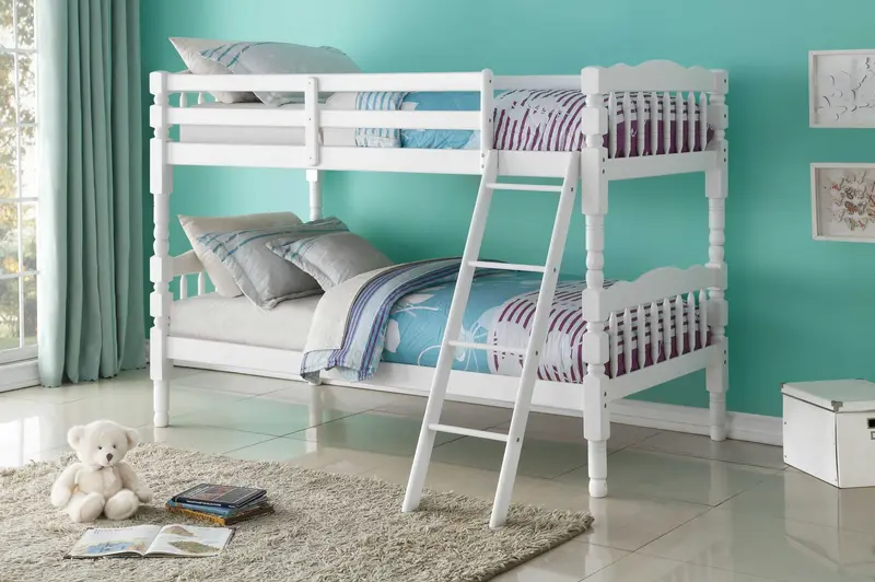Twin Over Twin White Pine Wood Bunk Bed By Homeroots