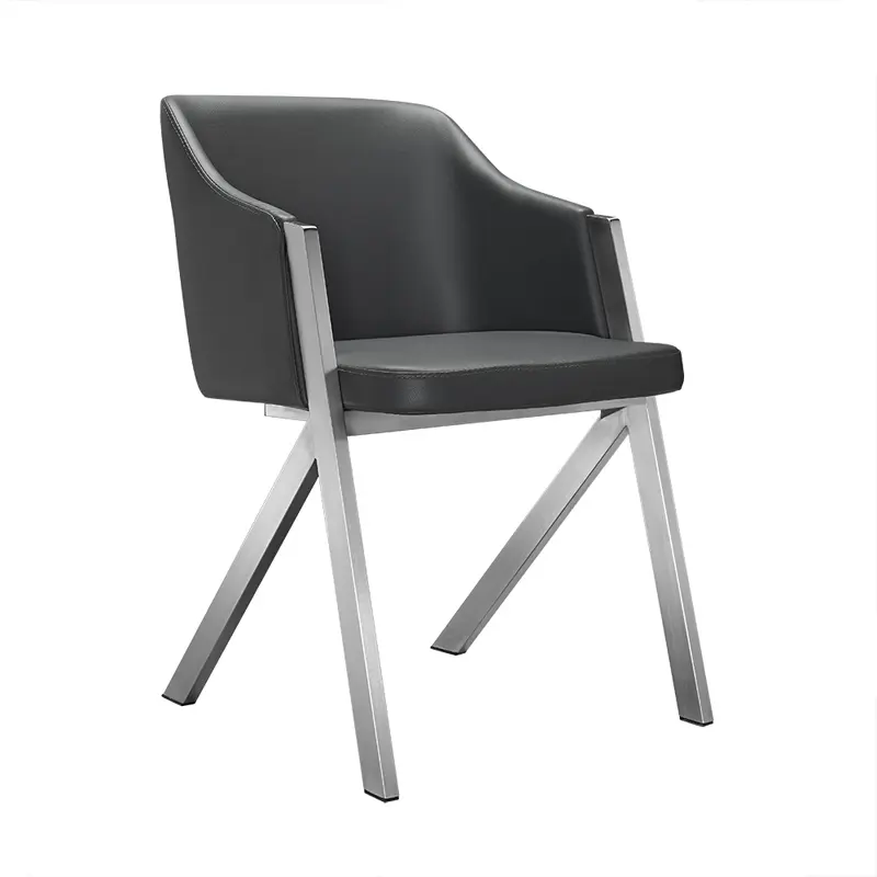 Two 29' Grey Leatherette And Steel Dining Chairs By Homeroots
