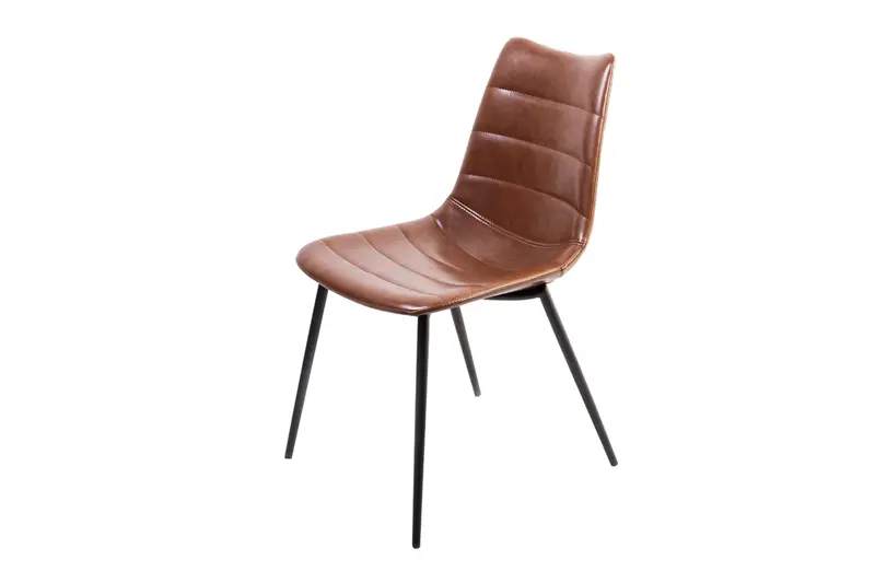 Two 32' Brown Leatherette And Iron Dining Chairs By Homeroots