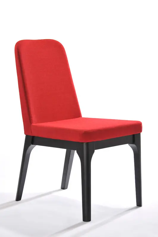 Two 35' Red Linen Fabric And Metal Dining Chairs By Homeroots