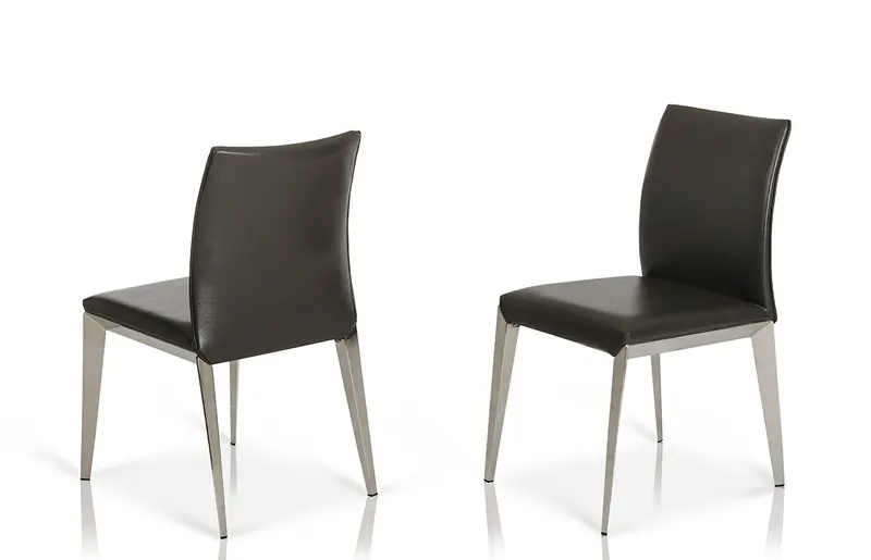 Two 36' Dark Grey Leatherette And Metal Dining Chair By Homeroots