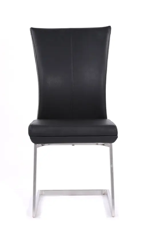 Two 38' Black Leatherette And Steel Dining Chairs By Homeroots