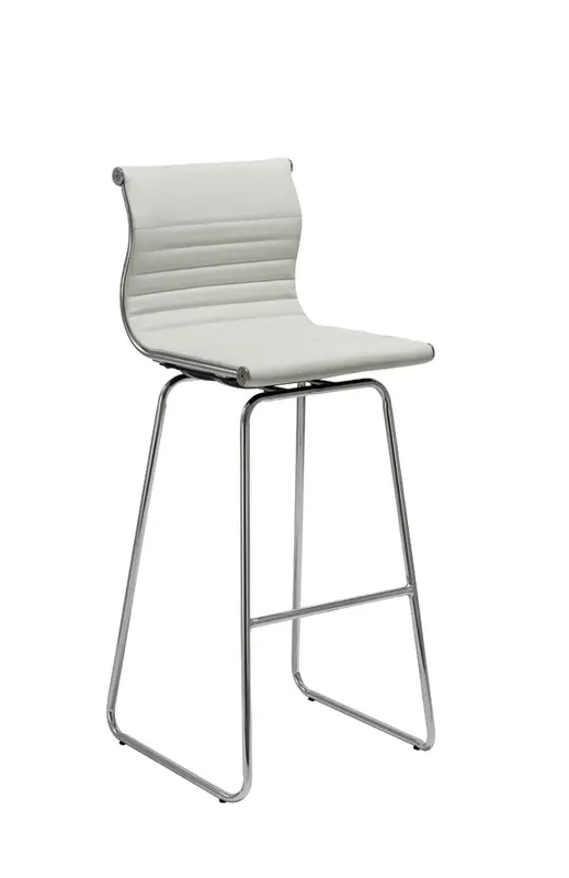 Two 41' White Leatherette And Steel Bar Stools By Homeroots