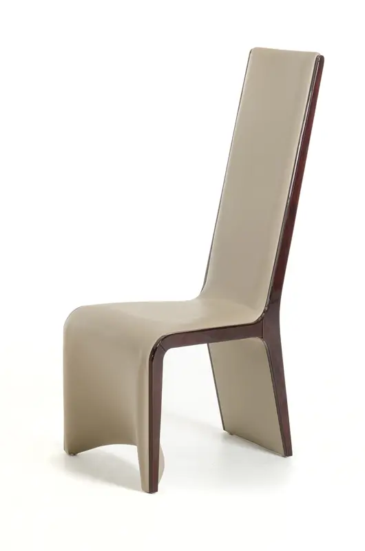 Two 47' Ebony Wood And Taupe Leatherette Dining Chairs By Homeroots