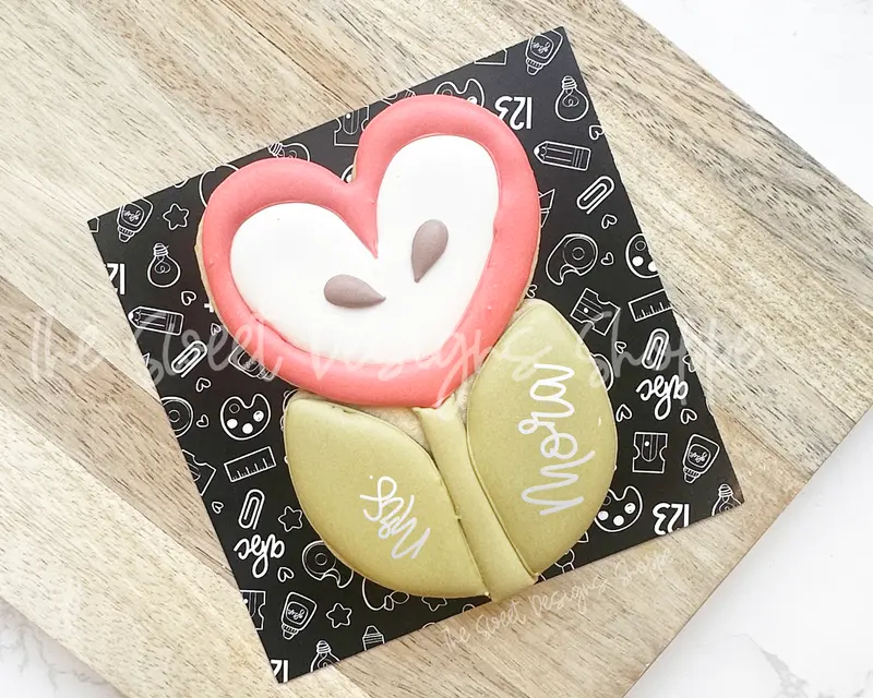 Two Leaves Heart Funky Flower - Cookie Cutter
