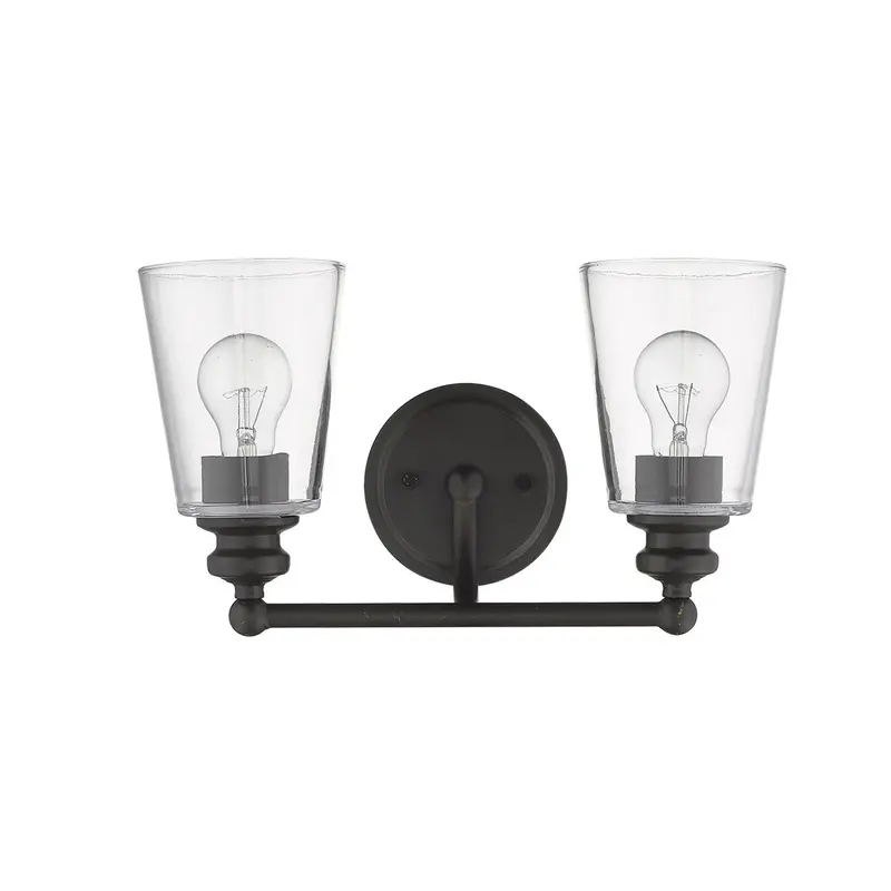 Two Light Antique Bronze Glass Shade Wall Sconce By Homeroots