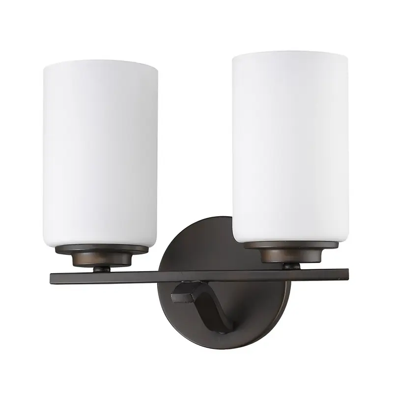 Two Light Bronze and Glass Wall Sconce By Homeroots