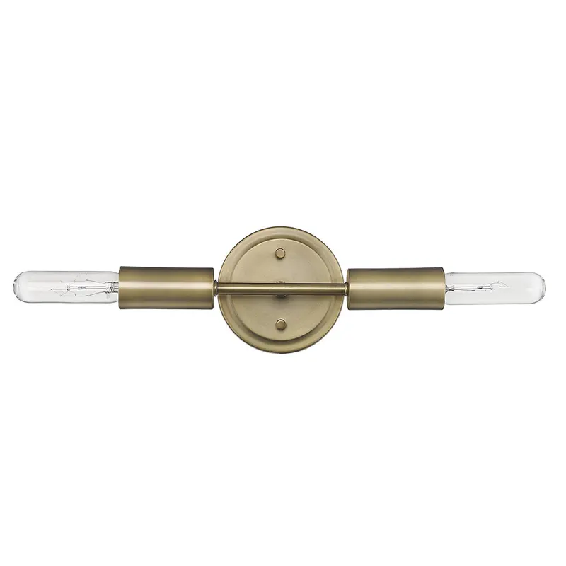 Two Light Dull Gold Narrow Bulb Wall Light By Homeroots