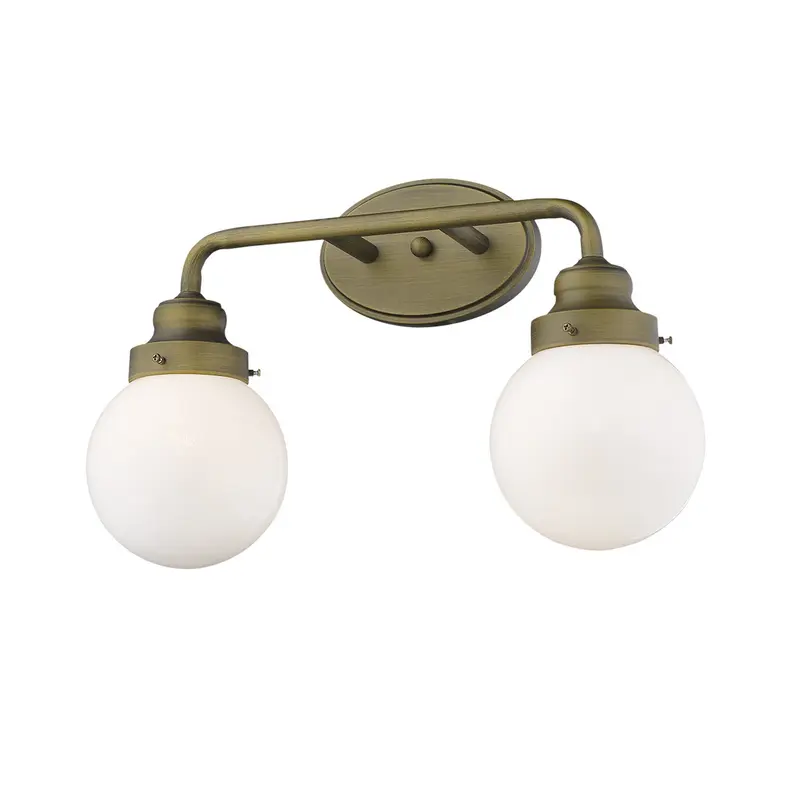 Two Light Gold Wall Sconce with Round Glass Shade By Homeroots
