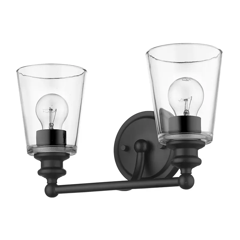 Two Light Matte Black Glass Shade Wall Sconce By Homeroots