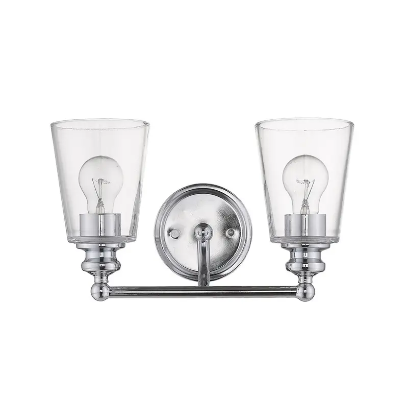 Two Light Silver Glass Shade Wall Sconce By Homeroots