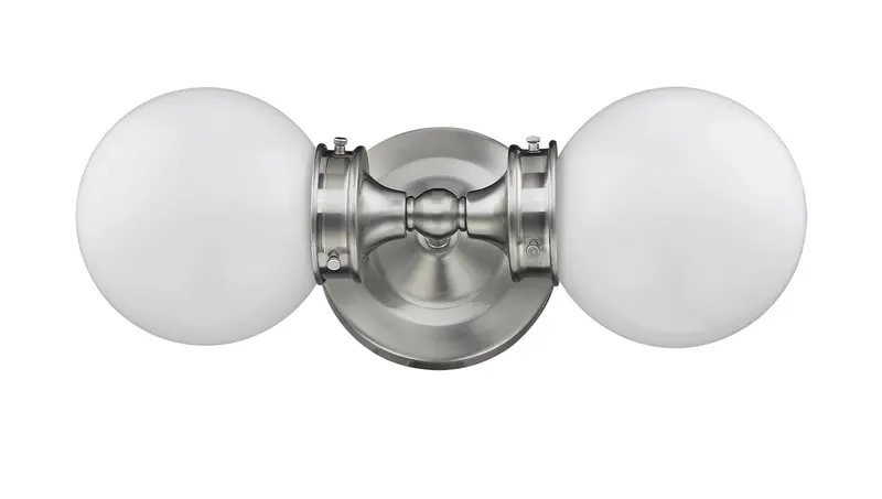 Two Light Silver Wall Sconce with Round Frosted Glass Shade By Homeroots