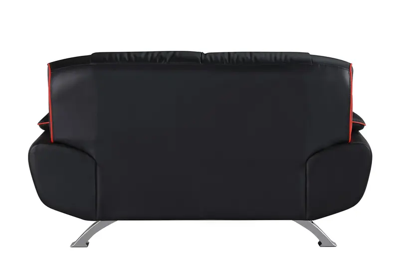 Two Piece Indoor Black Genuine Leather Five Person Seating Set By Homeroots