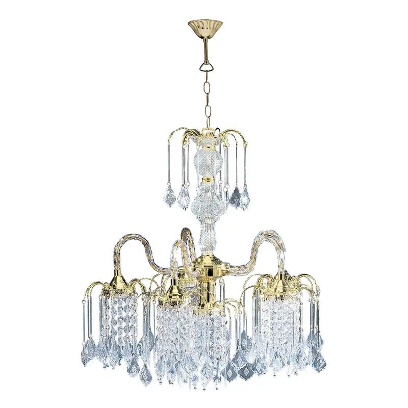 Two Tier Crystal and Gold Hanging Chandelier Light By Homeroots
