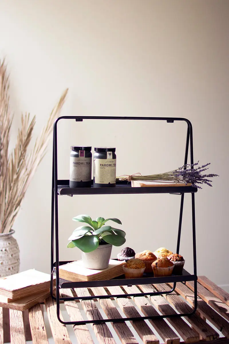 Two Tiered Rectangle Display Rack By Kalalou