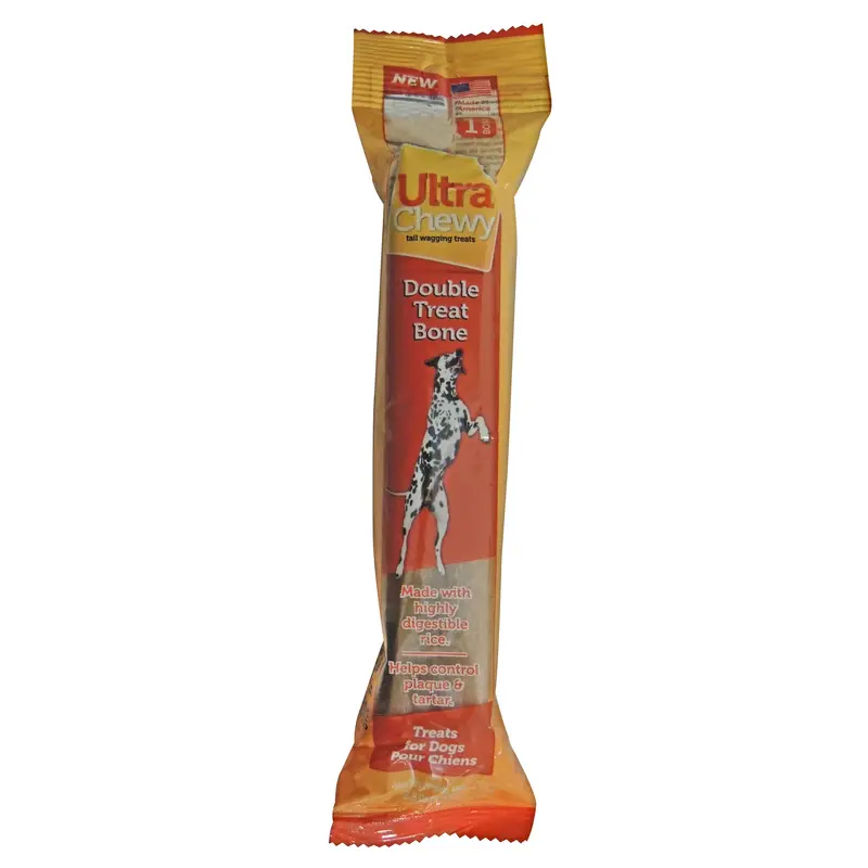 Ultra Chewy Double Treat Rice & Chicken Grain Free Bone For Dogs 7 in. 1 pk (Pack of 24)