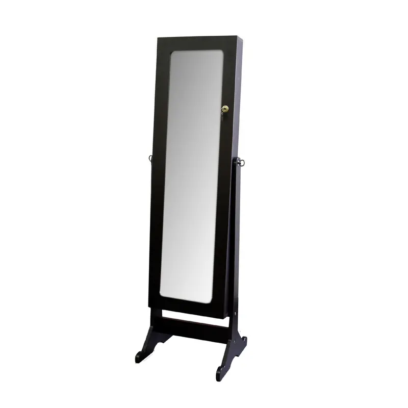 Universal Brown Standing Mirror with Jewelry Storage By Homeroots