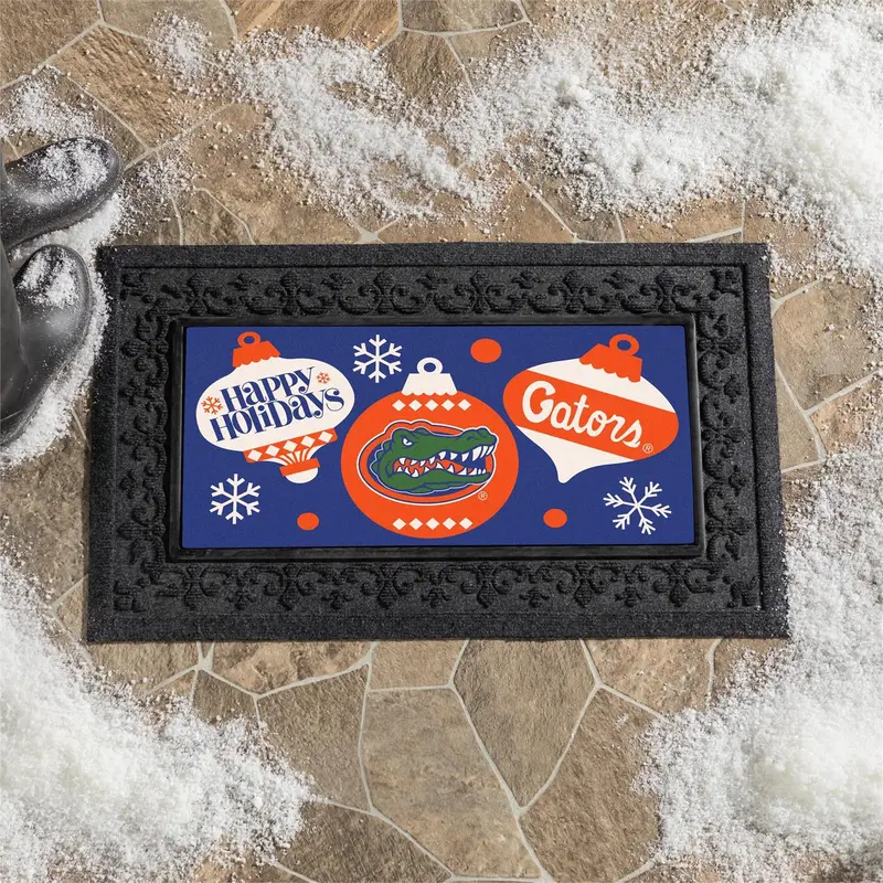 University of Florida Holiday Flocked Coir Sassafras Switch Mat, 22"x10"