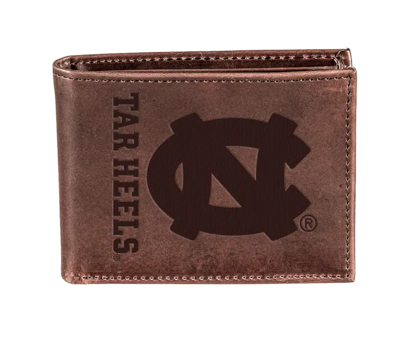 University of North Carolina, Bi-Fold Wallet, Brown, CH, 100% Genuine Leather