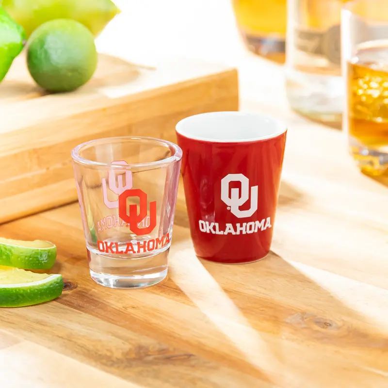 University of Oklahoma 4-Piece Ceramic and Glass 2oz. Cup Set