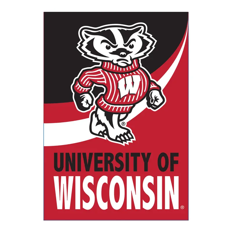 University of Wisconsin-Madison Burlap Flag House Size