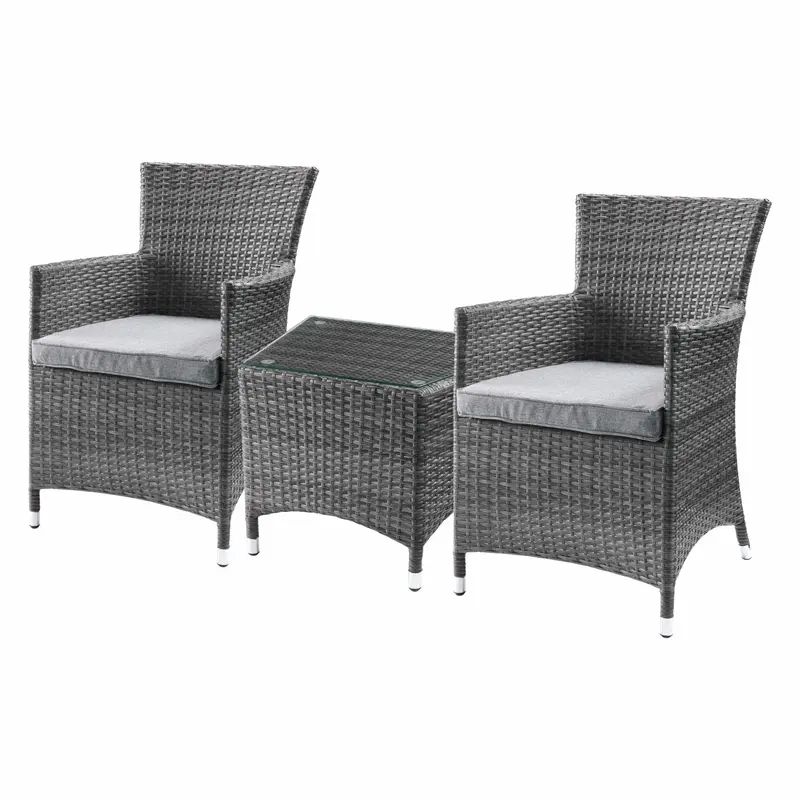 Updated Modern 3 Piece Gray Highback Wicker Patio Set By Homeroots