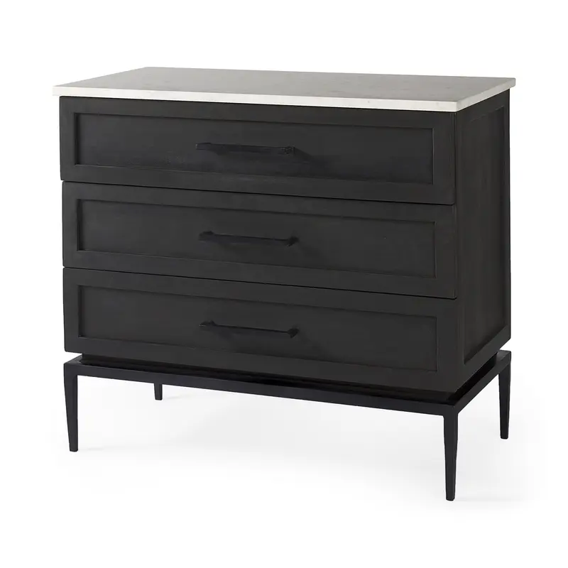 Updated Rustic Dark And Light Marble Top Dresser By Homeroots