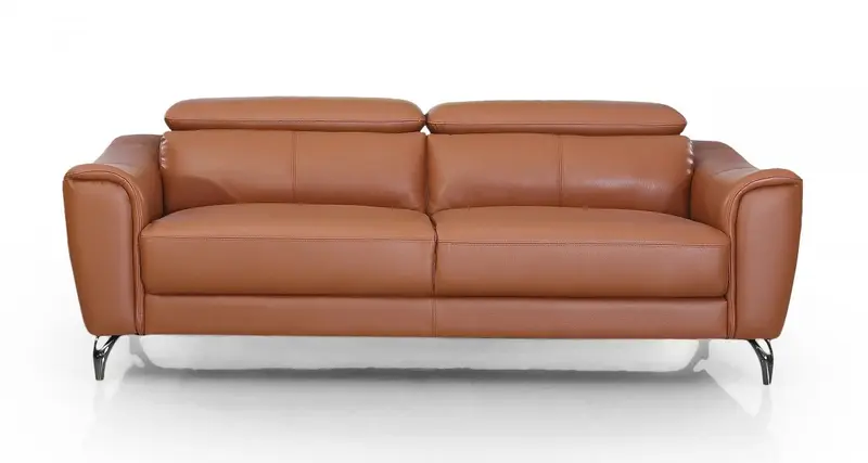 Urban 80" Brown Leather Adjustable Headrest Sofa By Homeroots