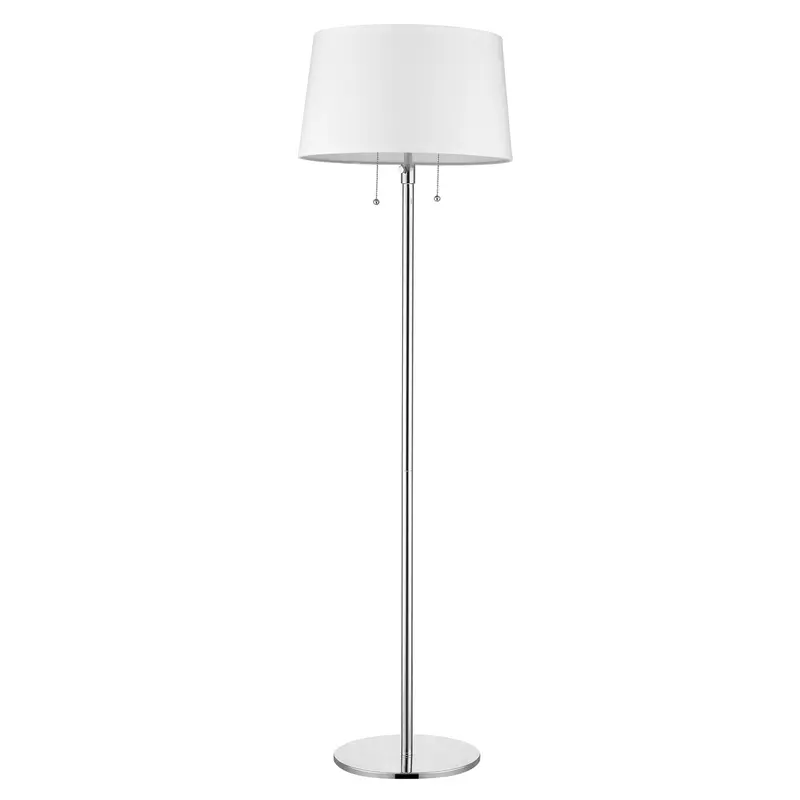 Urban Basic 2-Light Polished Chrome Adjustable Floor Lamp With Off White Linen Shade By Homeroots