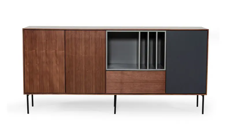 Urban Warm 71" Brown Gray and Charcoal Buffet Server By Homeroots
