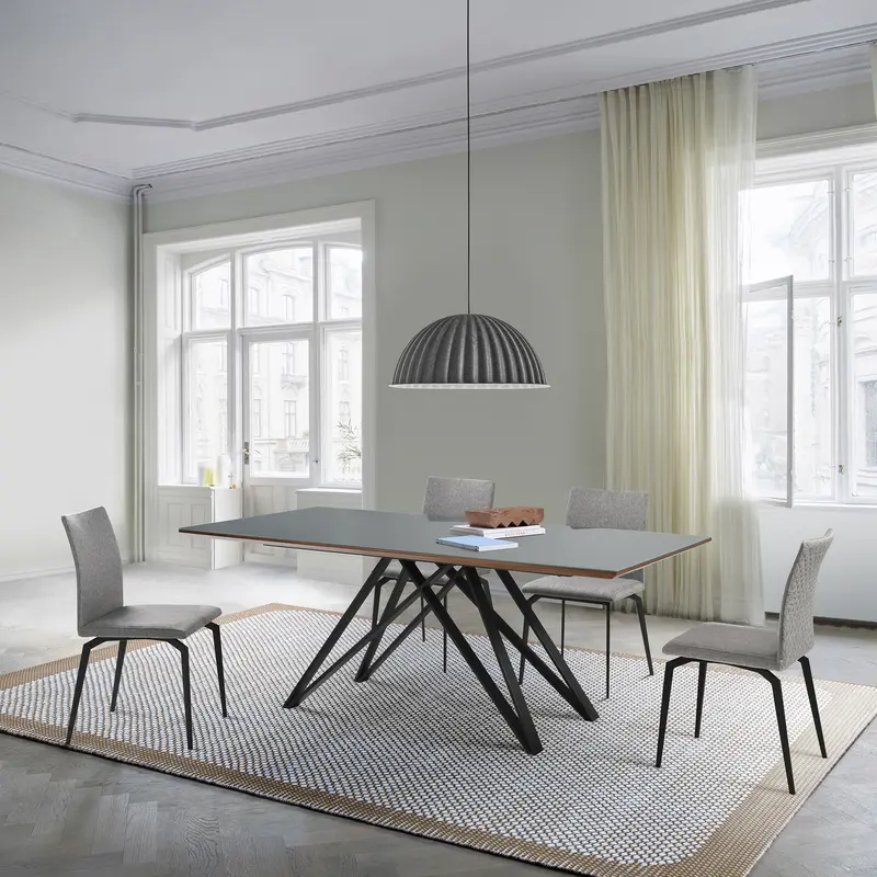 Urbino Lyon 5 Piece Dining Set with Gray Fabric Chairs By Armen Living