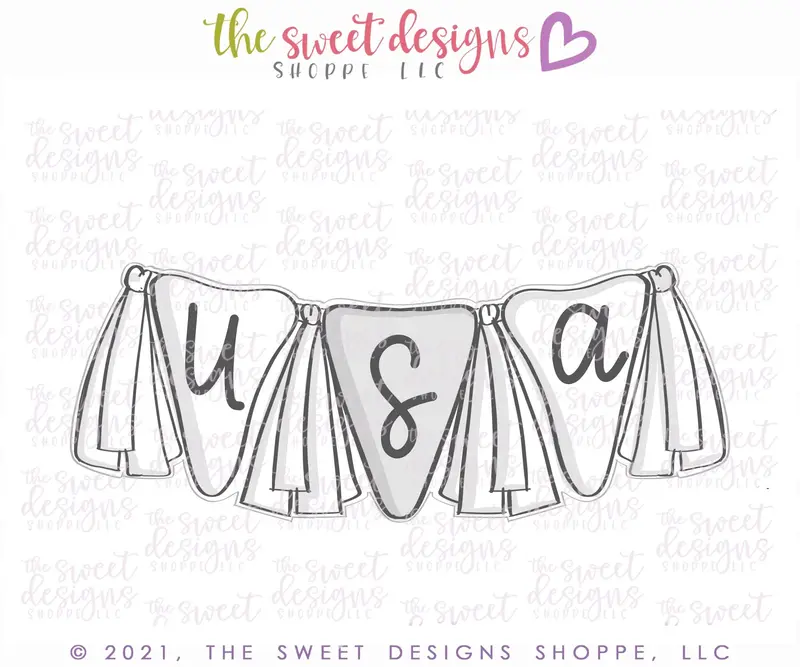 USA Bunting - Plaque - Cookie Cutter