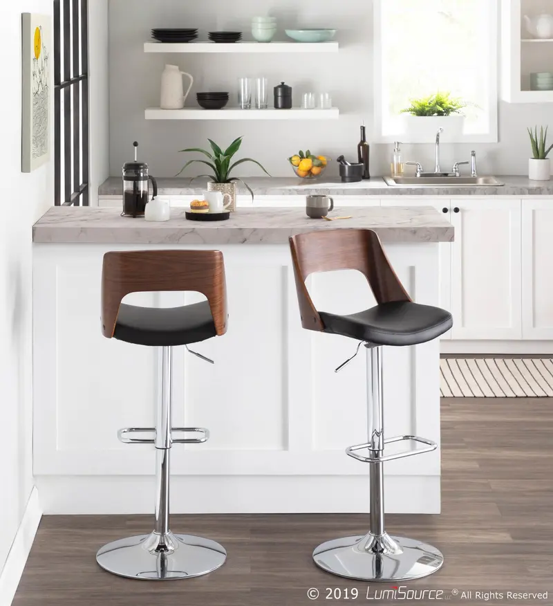 Valencia Adjustable Barstool - Set of 2 Black By LumiSource