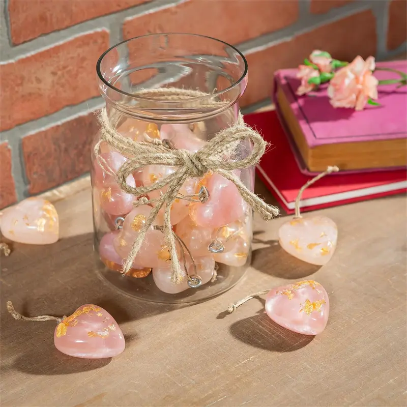 Valentine's Day Hanging Decor Resin Ornament Heart 2.25"H, In Glass Jar