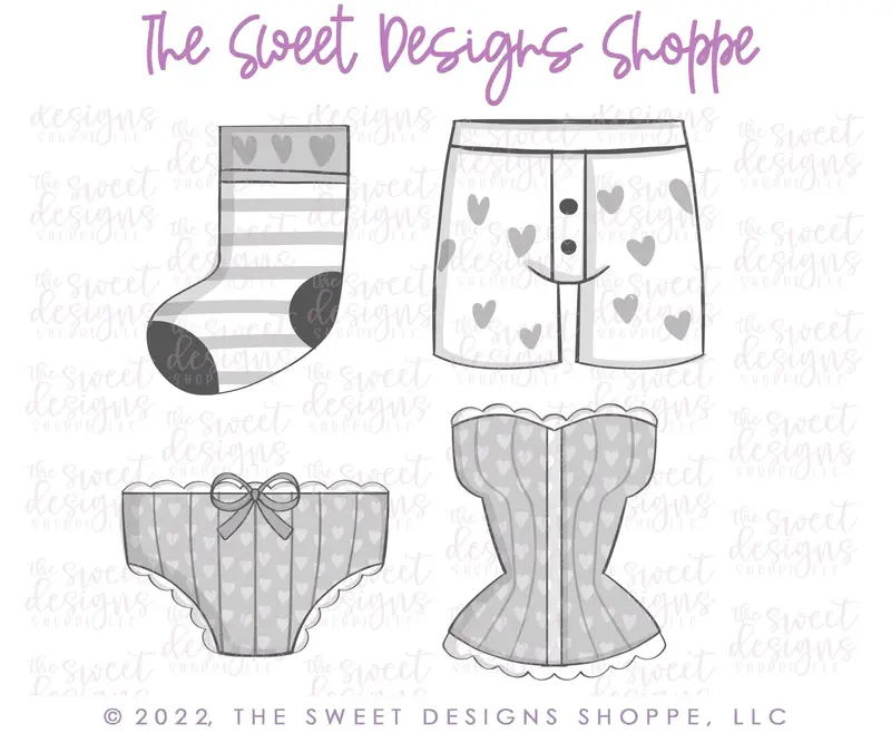 Valentines Underwear Cookie Cutters Set - Set of 4 - Cookie Cutters