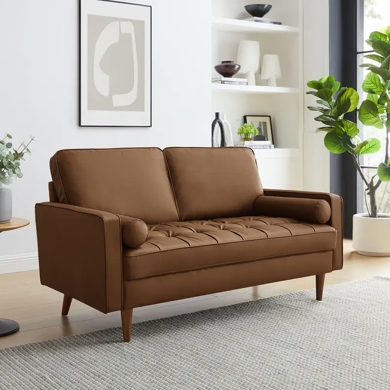 Valour Tufted Vegan Leather Loveseat by Modway