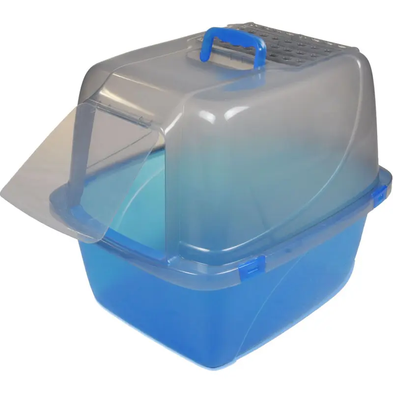 Van Ness Translucent Enclosed Cat Litter Pan Blue Large 19.5 in. L x 15.25 in. W x 17 in. H