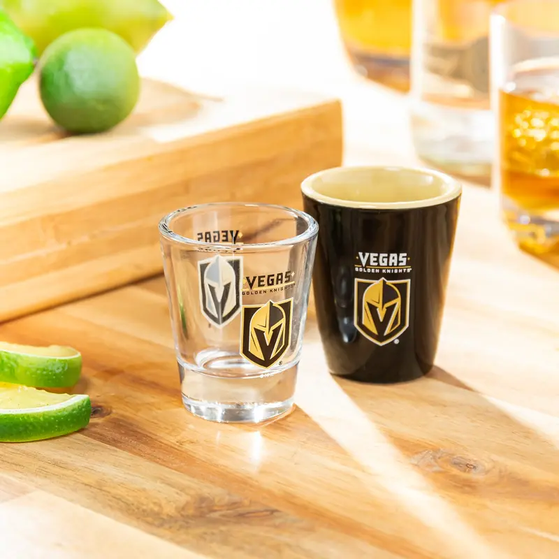 Vegas Golden Knights 4-Piece Ceramic and Glass 2oz. Cup Set